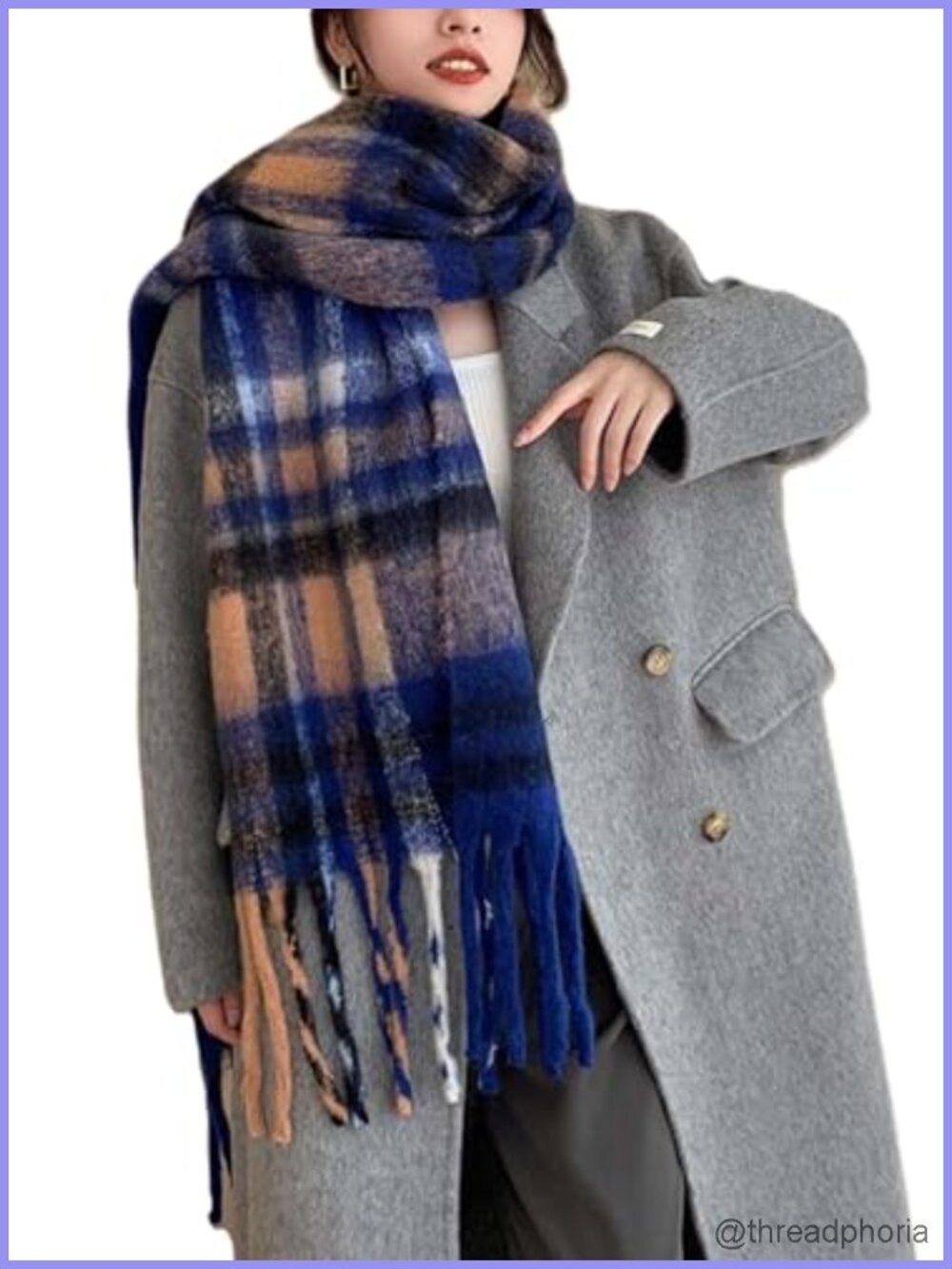 Warm Winter Scarf Long Shawl Large Wrap Thicker Blanket Plaid Stripe